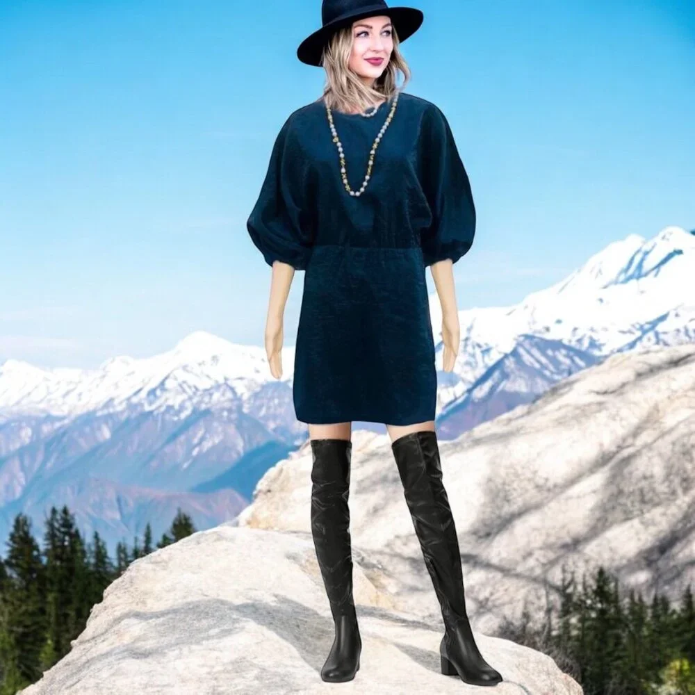 STOCKHOLM ATELIER & OTHER STORIES Black Mini Dress Balloon Sleeve NEW W TAG Sz 4 - Picture 1 of 6